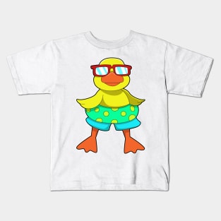 Duck with Swim ring & Sunglasses Kids T-Shirt